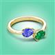 3 - Afra 1.55 ctw Tanzanite Pear Shape (7x5 mm) & Emerald Oval Shape (7x5 mm) Toi Et Moi Engagement Ring 