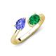 4 - Afra 1.55 ctw Tanzanite Pear Shape (7x5 mm) & Emerald Oval Shape (7x5 mm) Toi Et Moi Engagement Ring 