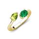 4 - Afra 1.60 ctw Peridot Pear Shape (7x5 mm) & Emerald Oval Shape (7x5 mm) Toi Et Moi Engagement Ring 
