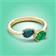 3 - Afra 1.65 ctw London Blue Topaz Pear Shape (7x5 mm) & Emerald Oval Shape (7x5 mm) Toi Et Moi Engagement Ring 