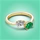 3 - Afra 1.65 ctw Moissanite Pear Shape (7x5 mm) & Emerald Oval Shape (7x5 mm) Toi Et Moi Engagement Ring 