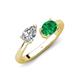 4 - Afra 1.65 ctw Moissanite Pear Shape (7x5 mm) & Emerald Oval Shape (7x5 mm) Toi Et Moi Engagement Ring 