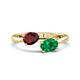 1 - Afra 1.70 ctw Red Garnet Pear Shape (7x5 mm) & Emerald Oval Shape (7x5 mm) Toi Et Moi Engagement Ring 