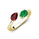 4 - Afra 1.70 ctw Red Garnet Pear Shape (7x5 mm) & Emerald Oval Shape (7x5 mm) Toi Et Moi Engagement Ring 