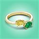 3 - Afra 1.70 ctw Yellow Sapphire Pear Shape (7x5 mm) & Emerald Oval Shape (7x5 mm) Toi Et Moi Engagement Ring 