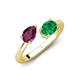 4 - Afra 1.70 ctw Rhodolite Garnet Pear Shape (7x5 mm) & Emerald Oval Shape (7x5 mm) Toi Et Moi Engagement Ring 