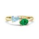 1 - Afra 1.40 ctw Aquamarine Pear Shape (7x5 mm) & Emerald Oval Shape (7x5 mm) Toi Et Moi Engagement Ring 
