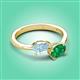 3 - Afra 1.40 ctw Aquamarine Pear Shape (7x5 mm) & Emerald Oval Shape (7x5 mm) Toi Et Moi Engagement Ring 