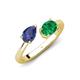 4 - Afra 1.40 ctw Iolite Pear Shape (7x5 mm) & Emerald Oval Shape (7x5 mm) Toi Et Moi Engagement Ring 