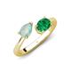 4 - Afra 1.15 ctw Opal Pear Shape (7x5 mm) & Emerald Oval Shape (7x5 mm) Toi Et Moi Engagement Ring 