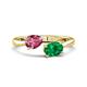 1 - Afra 1.50 ctw Pink Tourmaline Pear Shape (7x5 mm) & Emerald Oval Shape (7x5 mm) Toi Et Moi Engagement Ring 