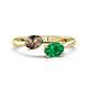 1 - Afra 1.45 ctw Smoky Quartz Pear Shape (7x5 mm) & Emerald Oval Shape (7x5 mm) Toi Et Moi Engagement Ring 