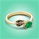 3 - Afra 1.45 ctw Smoky Quartz Pear Shape (7x5 mm) & Emerald Oval Shape (7x5 mm) Toi Et Moi Engagement Ring 