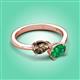 3 - Afra 1.45 ctw Smoky Quartz Pear Shape (7x5 mm) & Emerald Oval Shape (7x5 mm) Toi Et Moi Engagement Ring 