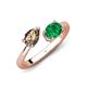 4 - Afra 1.45 ctw Smoky Quartz Pear Shape (7x5 mm) & Emerald Oval Shape (7x5 mm) Toi Et Moi Engagement Ring 