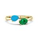 1 - Afra 1.15 ctw Turquoise Pear Shape (7x5 mm) & Emerald Oval Shape (7x5 mm) Toi Et Moi Engagement Ring 