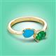 3 - Afra 1.15 ctw Turquoise Pear Shape (7x5 mm) & Emerald Oval Shape (7x5 mm) Toi Et Moi Engagement Ring 