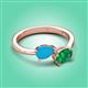 3 - Afra 1.15 ctw Turquoise Pear Shape (7x5 mm) & Emerald Oval Shape (7x5 mm) Toi Et Moi Engagement Ring 