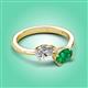 3 - Afra 1.70 ctw White Sapphire Pear Shape (7x5 mm) & Emerald Oval Shape (7x5 mm) Toi Et Moi Engagement Ring 