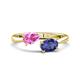 1 - Afra 1.57 ctw Pink Sapphire Pear Shape (7x5 mm) & Iolite Oval Shape (7x5 mm) Toi Et Moi Engagement Ring 