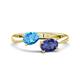 1 - Afra 1.52 ctw Blue Topaz Pear Shape (7x5 mm) & Iolite Oval Shape (7x5 mm) Toi Et Moi Engagement Ring 