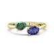 1 - Afra 1.53 ctw Lab Created Alexandrite Pear Shape (7x5 mm) & Iolite Oval Shape (7x5 mm) Toi Et Moi Engagement Ring 