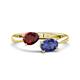 1 - Afra 1.57 ctw Red Garnet Pear Shape (7x5 mm) & Iolite Oval Shape (7x5 mm) Toi Et Moi Engagement Ring 