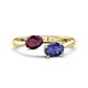 1 - Afra 1.57 ctw Rhodolite Garnet Pear Shape (7x5 mm) & Iolite Oval Shape (7x5 mm) Toi Et Moi Engagement Ring 