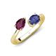 4 - Afra 1.57 ctw Rhodolite Garnet Pear Shape (7x5 mm) & Iolite Oval Shape (7x5 mm) Toi Et Moi Engagement Ring 