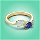 3 - Afra 1.02 ctw Opal Pear Shape (7x5 mm) & Iolite Oval Shape (7x5 mm) Toi Et Moi Engagement Ring 