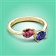 3 - Afra 1.37 ctw Pink Tourmaline Pear Shape (7x5 mm) & Iolite Oval Shape (7x5 mm) Toi Et Moi Engagement Ring 