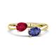 1 - Afra 1.62 ctw Ruby Pear Shape (7x5 mm) & Iolite Oval Shape (7x5 mm) Toi Et Moi Engagement Ring 