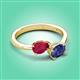 3 - Afra 1.62 ctw Ruby Pear Shape (7x5 mm) & Iolite Oval Shape (7x5 mm) Toi Et Moi Engagement Ring 
