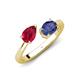 4 - Afra 1.62 ctw Ruby Pear Shape (7x5 mm) & Iolite Oval Shape (7x5 mm) Toi Et Moi Engagement Ring 