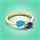 3 - Afra 1.02 ctw Turquoise Pear Shape (7x5 mm) & Iolite Oval Shape (7x5 mm) Toi Et Moi Engagement Ring 