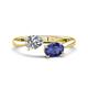 1 - Afra 1.57 ctw White Sapphire Pear Shape (7x5 mm) & Iolite Oval Shape (7x5 mm) Toi Et Moi Engagement Ring 
