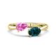 1 - Afra 1.90 ctw Pink Sapphire Pear Shape (7x5 mm) & London Blue Topaz Oval Shape (7x5 mm) Toi Et Moi Engagement Ring 