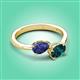 3 - Afra 1.60 ctw Iolite Pear Shape (7x5 mm) & London Blue Topaz Oval Shape (7x5 mm) Toi Et Moi Engagement Ring 