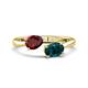 1 - Afra 1.90 ctw Red Garnet Pear Shape (7x5 mm) & London Blue Topaz Oval Shape (7x5 mm) Toi Et Moi Engagement Ring 