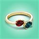 3 - Afra 1.90 ctw Red Garnet Pear Shape (7x5 mm) & London Blue Topaz Oval Shape (7x5 mm) Toi Et Moi Engagement Ring 