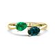 1 - Afra 1.80 ctw Emerald Pear Shape (7x5 mm) & London Blue Topaz Oval Shape (7x5 mm) Toi Et Moi Engagement Ring 
