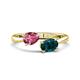 1 - Afra 1.70 ctw Pink Tourmaline Pear Shape (7x5 mm) & London Blue Topaz Oval Shape (7x5 mm) Toi Et Moi Engagement Ring 