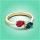3 - Afra 1.95 ctw Ruby Pear Shape (7x5 mm) & London Blue Topaz Oval Shape (7x5 mm) Toi Et Moi Engagement Ring 