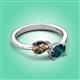3 - Afra 1.65 ctw Smoky Quartz Pear Shape (7x5 mm) & London Blue Topaz Oval Shape (7x5 mm) Toi Et Moi Engagement Ring 