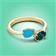 3 - Afra 1.35 ctw Turquoise Pear Shape (7x5 mm) & London Blue Topaz Oval Shape (7x5 mm) Toi Et Moi Engagement Ring 