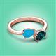 3 - Afra 1.35 ctw Turquoise Pear Shape (7x5 mm) & London Blue Topaz Oval Shape (7x5 mm) Toi Et Moi Engagement Ring 