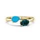 1 - Afra 1.90 ctw Blue Sapphire Pear Shape (7x5 mm) & London Blue Topaz Oval Shape (7x5 mm) Toi Et Moi Engagement Ring 