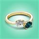 3 - Afra 1.90 ctw White Sapphire Pear Shape (7x5 mm) & London Blue Topaz Oval Shape (7x5 mm) Toi Et Moi Engagement Ring 