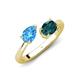 4 - Afra 1.85 ctw Blue Topaz Pear Shape (7x5 mm) & London Blue Topaz Oval Shape (7x5 mm) Toi Et Moi Engagement Ring 