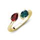 4 - Afra 1.90 ctw Red Garnet Pear Shape (7x5 mm) & London Blue Topaz Oval Shape (7x5 mm) Toi Et Moi Engagement Ring 